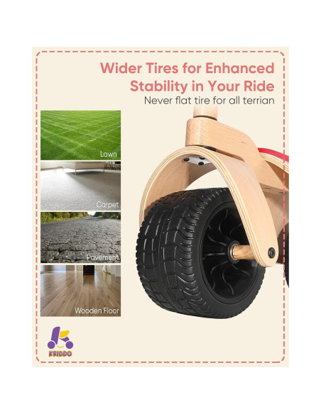 Bicicleta de Equilibrio de Madera KRIDDO para Bebés 1-3 Años