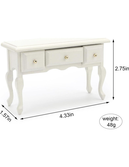 Mesa Miniatura 1:12 Cutemini Escritorio Blanco con 3 Cajones Mesa Miniatura 1:12 Cutemini Escritorio Blanco con 3 Cajones