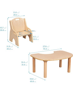 Conjunto de Mesa y Silla Little Learner ECR4Kids Madera Natural 2