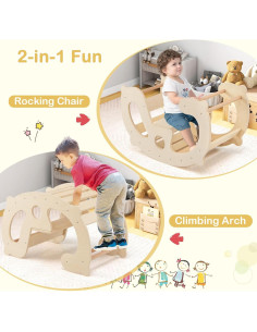 GLACER Arco de Escalada Balanceado 2-en-1 para Niños - Madera Natural 2
