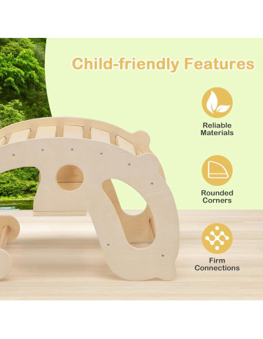 GLACER Arco de Escalada Balanceado 2-en-1 para Niños - Madera Natural