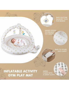 Alfombra de Juego Inflable EKEPE para Bebés 0-6 Meses Beige 2