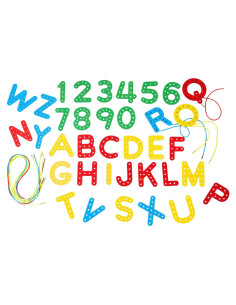 Juego de Alfabeto de Enhebrado Colorido Easy_company - Juguete Educativo para Niños
