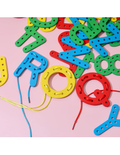 Juego de Alfabeto de Enhebrado Colorido Easy_company - Juguete Educativo para Niños 2