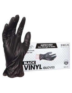 Guantes de Vinilo Desechables ForPro Negros Medianos 100 Unidades