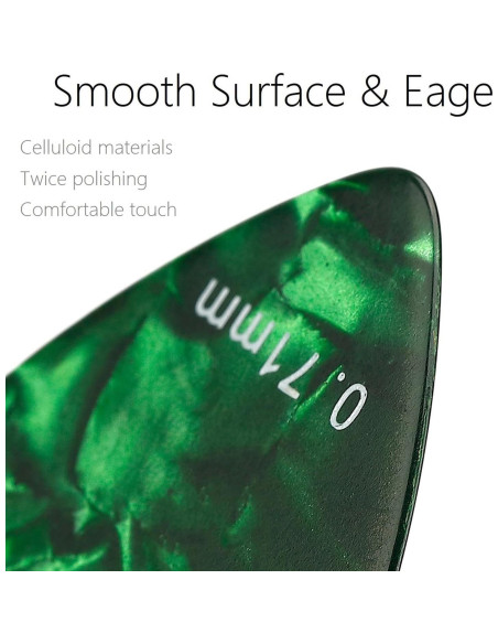 Paquete de 15 púas de guitarra celuloide con caja metálica