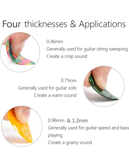 Paquete de 15 púas de guitarra celuloide con caja metálica