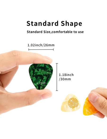 Paquete de 15 púas de guitarra celuloide con caja metálica