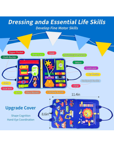 Tablero Ocupado Montessori Azul 28x23 cm para Niños 1-5 Años