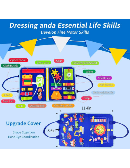 Tablero Ocupado Montessori Azul 28x23 cm para Niños 1-5 Años