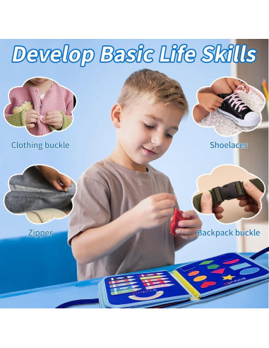 Tablero Ocupado Montessori Azul 28x23 cm para Niños 1-5 Años