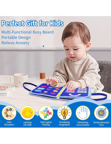 Tablero Ocupado Montessori Azul 28x23 cm para Niños 1-5 Años