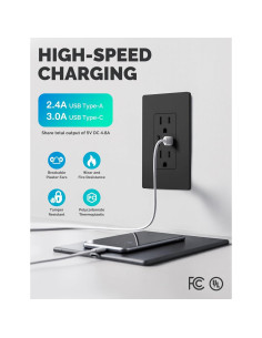 MOES Cargador USB Rápido 5V 4.8A 15A Negro para Pared 2