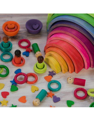 Set de 12 Arcos de Arcoíris de Madera Natural Woodpeckers