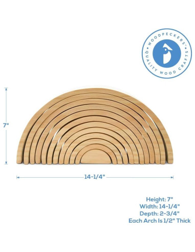 Set de 12 Arcos de Arcoíris de Madera Natural Woodpeckers