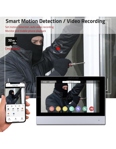 Intercomunicador de Video AMOCAM 7" 1080P WiFi 2 Hilos