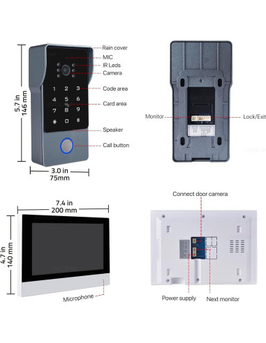 Intercomunicador de Video AMOCAM 7" 1080P WiFi 2 Hilos