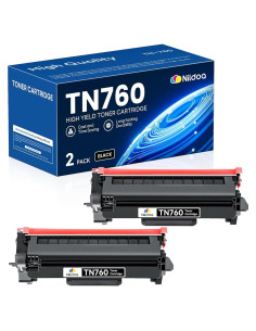 Cartucho de Tóner Nildoa TN760 Negro Alto Rendimiento 2 Pack