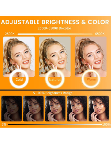 Luz de Anillo LED 22" Auriani con Trípode y Bandeja Ajustable