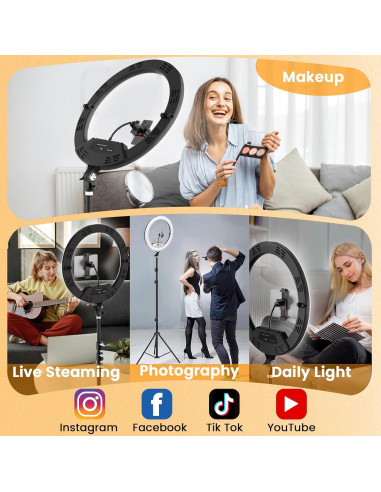 Luz de Anillo LED 22" Auriani con Trípode y Bandeja Ajustable