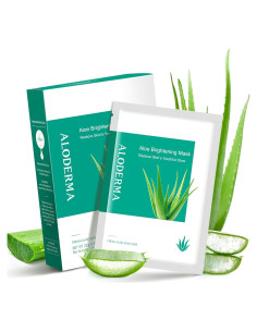 Mascarillas Faciales Aloderma Iluminadoras 88% Aloe Vera - 5 Unidades