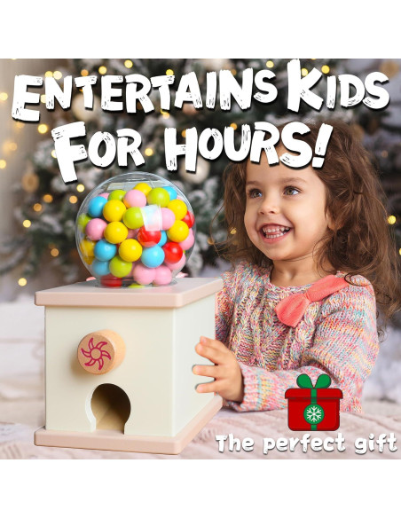 Máquina de Chicles de Madera QimuMku Rosa y Blanca 24.89 cm