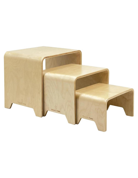 Juego de Taburetes Apilables Damoch 3 en 1 para Niños - Madera Ecológica
