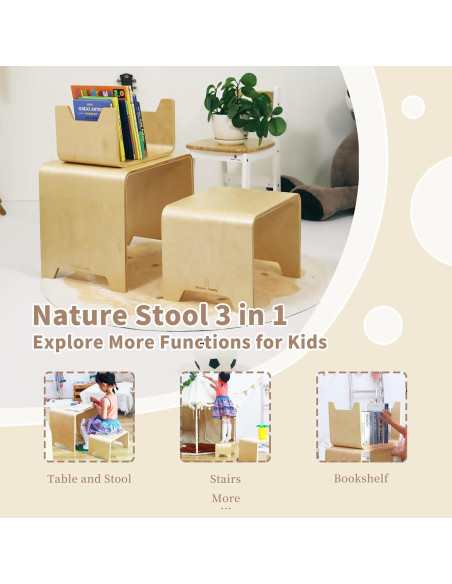 Juego de Taburetes Apilables Damoch 3 en 1 para Niños - Madera Ecológica