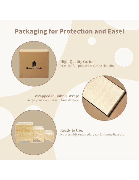 Juego de Taburetes Apilables Damoch 3 en 1 para Niños - Madera Ecológica