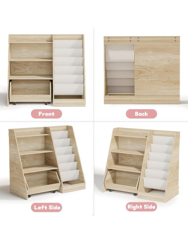 Estantería Infantil COZPAW 4 Niveles con Cajón y Bolsillos de Tela