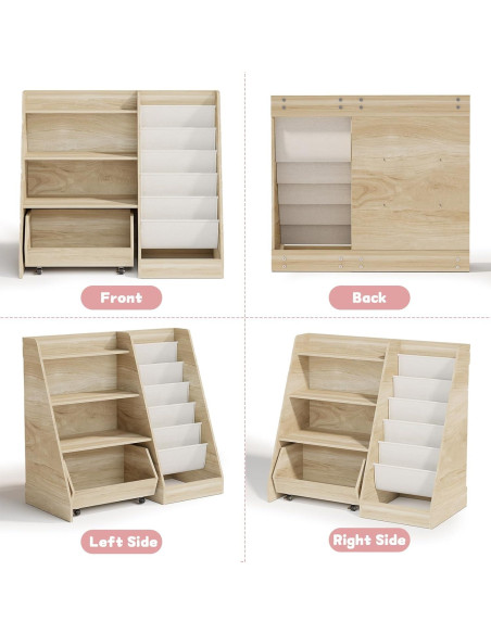 Estantería Infantil COZPAW 4 Niveles con Cajón y Bolsillos de Tela