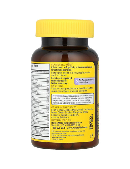 Multivitamínico Postnatal Nature Made + DHA 200 mg, 60 Gelatinas