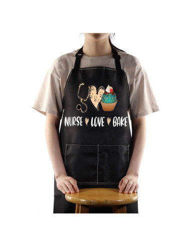 Delantal ajustable BWKTOP para enfermeras con bolsillos 49x68cm