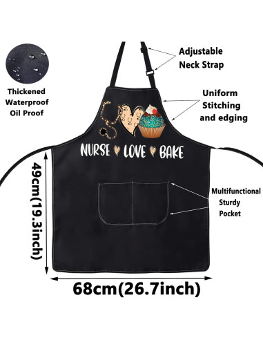 Delantal ajustable BWKTOP para enfermeras con bolsillos 49x68cm