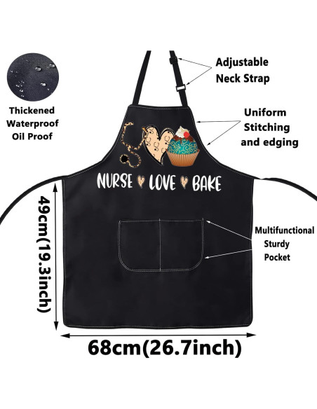 Delantal ajustable BWKTOP para enfermeras con bolsillos 49x68cm