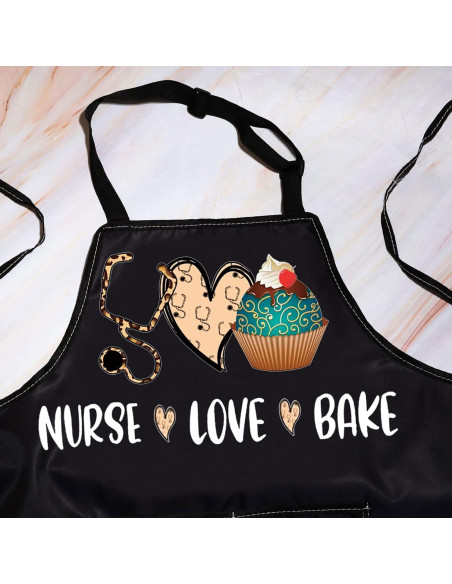 Delantal ajustable BWKTOP para enfermeras con bolsillos 49x68cm