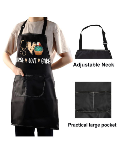 Delantal ajustable BWKTOP para enfermeras con bolsillos 49x68cm