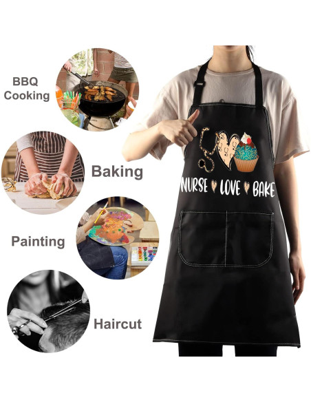 Delantal ajustable BWKTOP para enfermeras con bolsillos 49x68cm