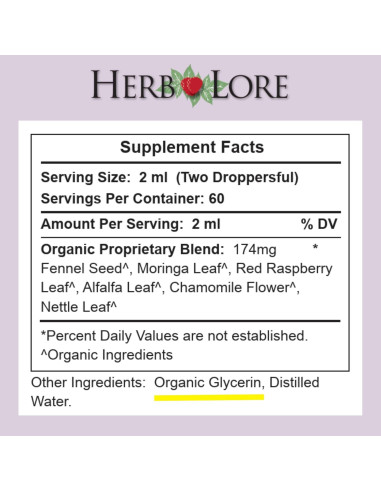 Tintura Orgánica Herb Lore para Lactancia - Aumento de Leche 118 ml