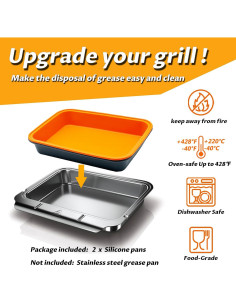 Bandejas de Goteo de Silicona QHAND para Parrillas Weber y Ninja 2