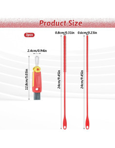 Juego de 3 Cepillos Limpiadores de Pajitas YBEATY 6mm 8mm 2