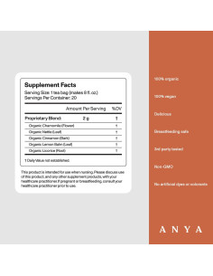 Té Calmante Anya 20 Bolsitas - Orgánico, Sin Gluten, Postparto 2