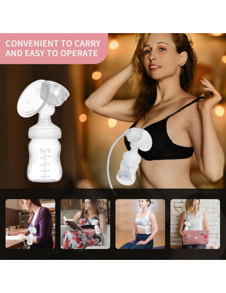 Extractor de Leche Eléctrico Rabbitcozy Portátil Rosa 2 Modos 9 Niveles