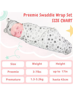 Manta Envueltos para Prematuros Buryeah con Sombrero 1.4-3.2 Kg 2