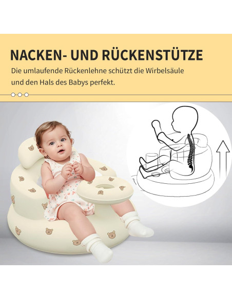 Silla Inflable para Bebés 3 Meses - PVC, Soporte Espalda, 30.4 kg