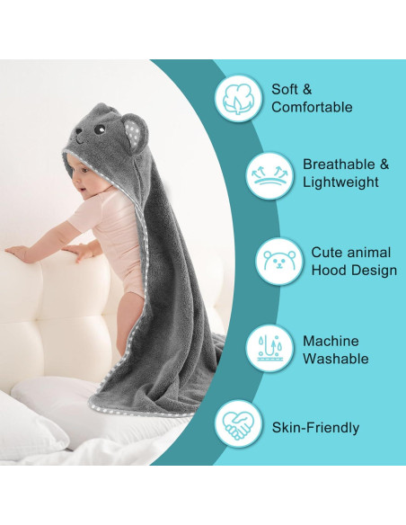 Toallas de bebé con capucha URSEORY 2 unidades Panda 78.74 cm