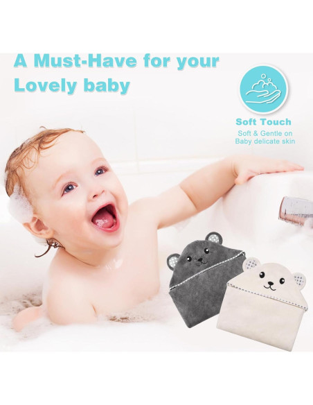 Toallas de bebé con capucha URSEORY 2 unidades Panda 78.74 cm