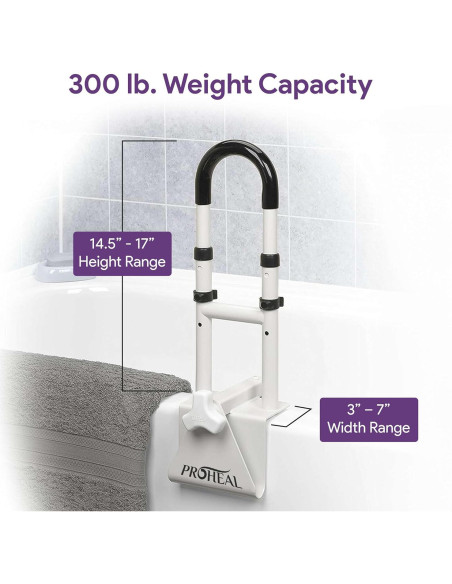 Barra de Agarre Ajustable ProHeal para Bañera - Seguridad 300 lb