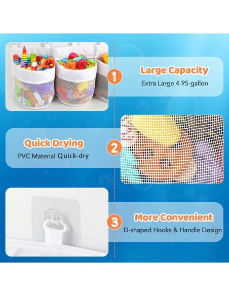 Organizador de Juguetes de Baño PVC 3 Compartimentos Shaowu