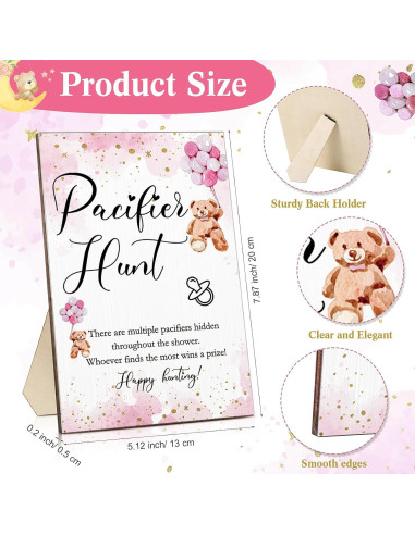 Juego de Búsqueda de Chupetes Roowest 51 Pcs Oso Rosa